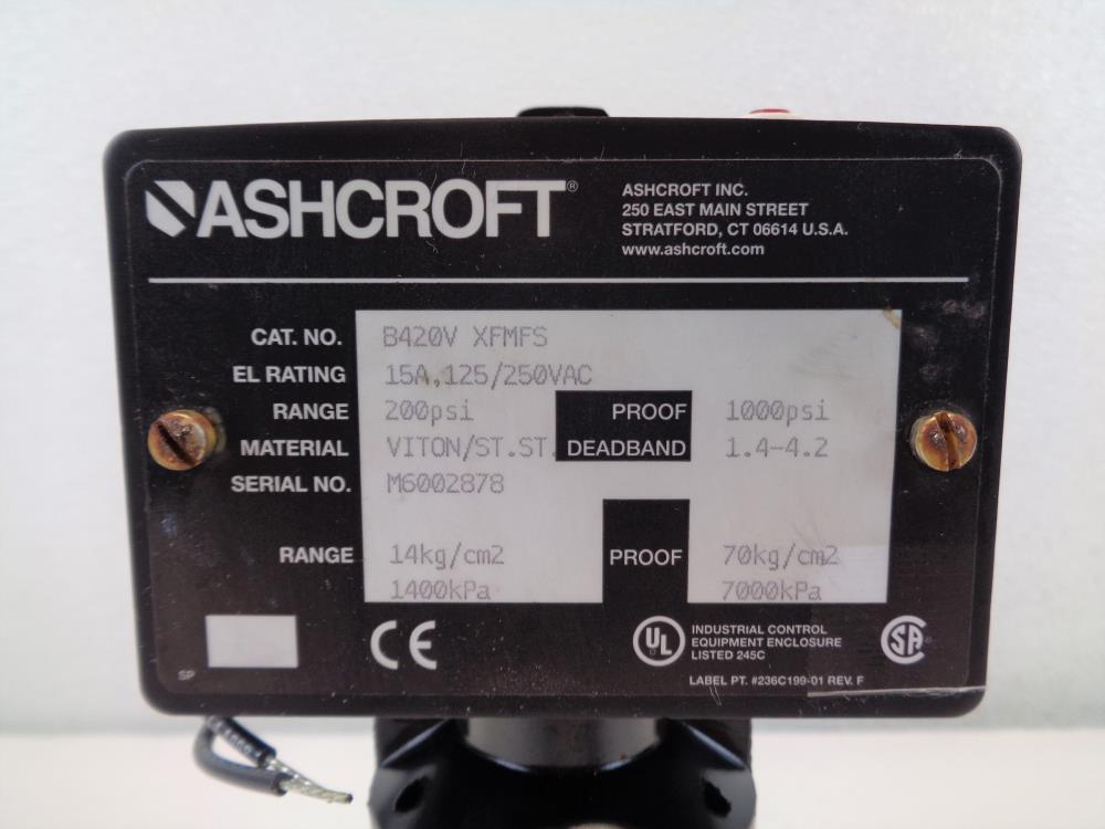 Ashcroft Pressure Switch B420V XFMFS with Stainless Diaphragm PW2.5J.3680